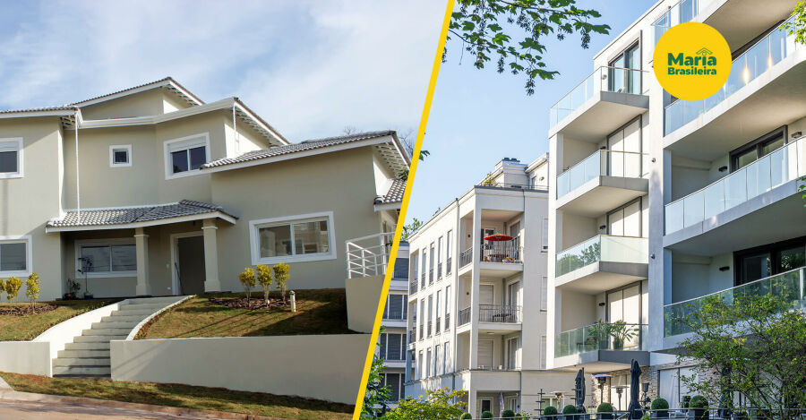 Enquanto as casas oferecem mais liberdade e espaço, os apartamentos costumam se destacar pela segurança e facilidade de manutenção. Reprodução: Internet